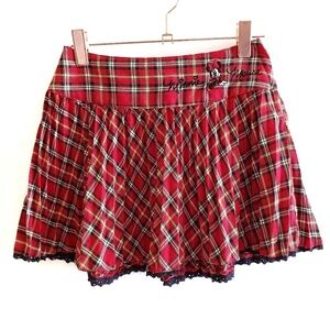 H&M Disney Minnie Mouse Skirt Girls 7/8 Red Plaid Pleated